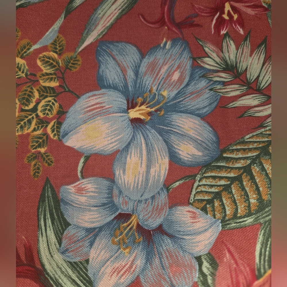 Vintage Sharon  Kessler Fir Concord Fabric U.S.A Red Floral 3 Yards